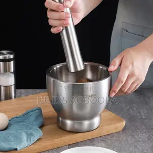 304 Stainless Steel Morta Pestle With Lid