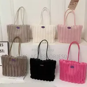Plush Faux Fur Ribbed Tote Bags