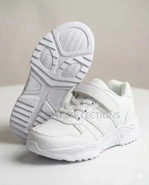 Kids White Sneakers Lace Up Velcro Strap Casual Sports Shoes