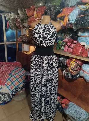 Black White Halter Maxi Gown - Boho Beach Dress