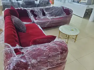 Maroon L-Shaped Sofa Set