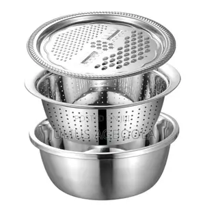 Multifunctional Stainless Steel 3in1 Vegetable/Fruit and Rice Washing