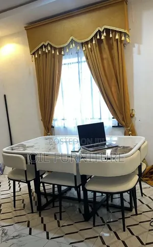 Modern Marble Top Dining Table Set With 6 Chairs