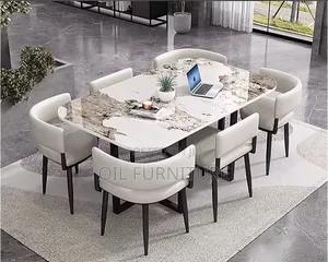 Modern Marble Top Dining Table Set With 6 Chairs