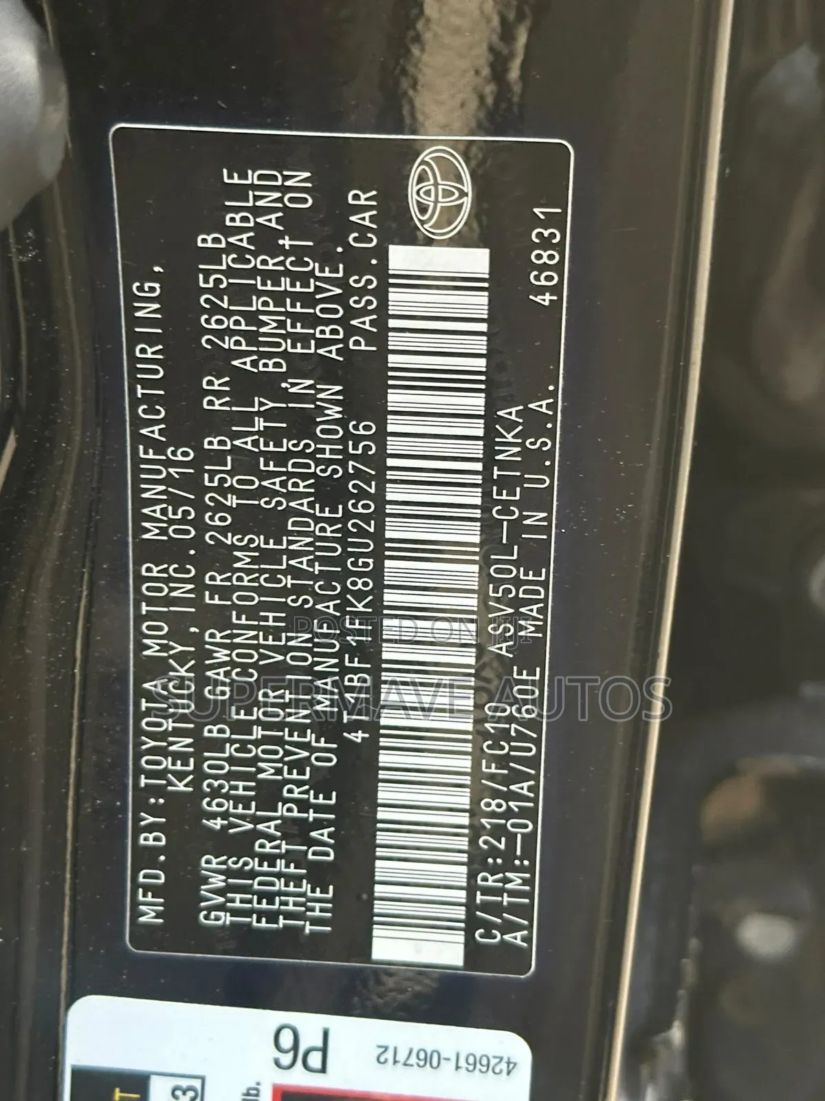 Toyota Camry 2016 Black