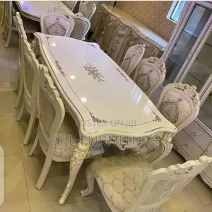 Royal European Luxury Dining Set 8 Seater Carved Dining Table Chairs