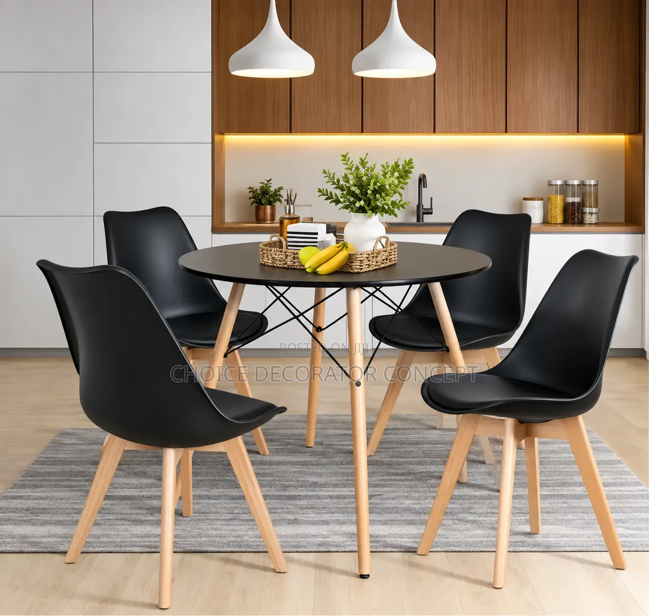 Dinning Table With 4 Chairs - Black