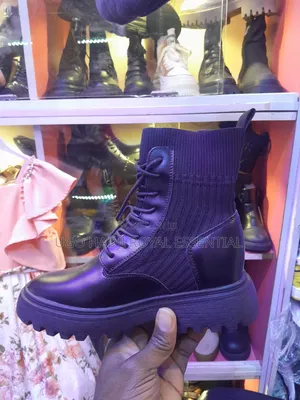 Premium Ladies Chunky Lace-Up Sock Boots – Black