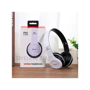 P47 Wireless Bluetooth 5.0 Foldable Stereo Headphone-White
