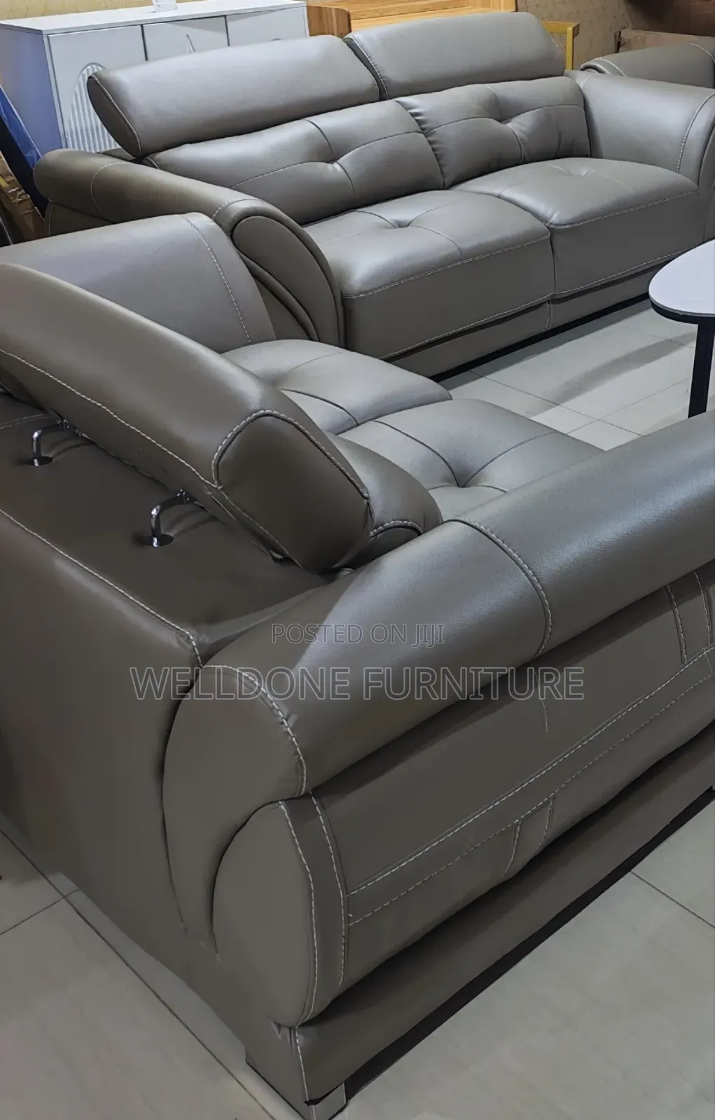 Headrest Adjusted 7seaters Leather Sofa Set