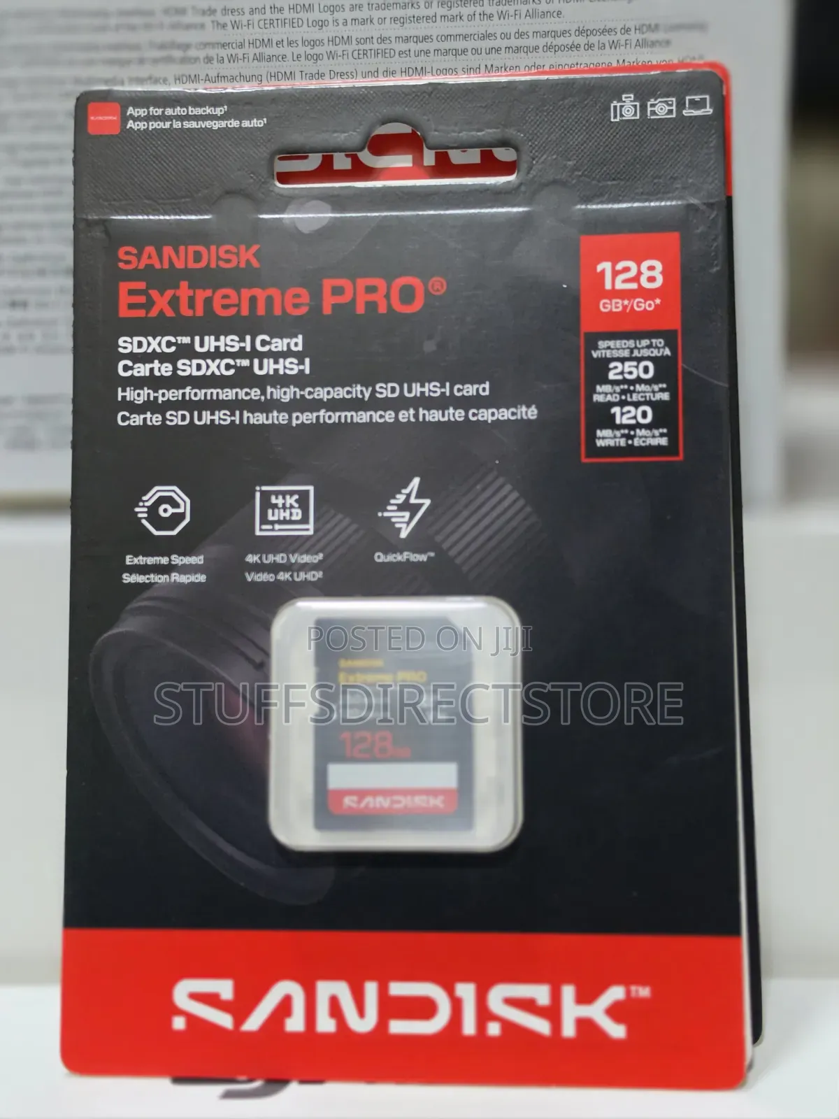 SanDisk Extreme PRO 128GB 250mbps/R 120mbps/W V30 UHS-I SD Card