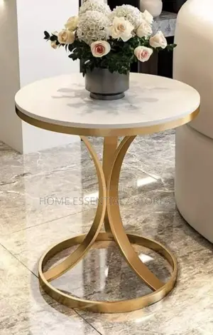 Luxury Round Marble Side Table - Modern Coffee Stool With Metal Frame