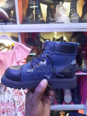 Trendy Ripped Denim Ankle Boots With Chunky Lug Sole