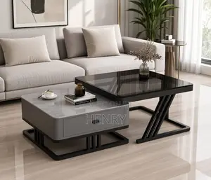 Real Marble and Glass Twin Center Table