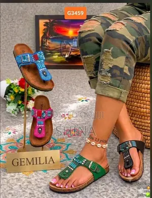 L Max Line Sparkly Double Buckle Slides / Sandals