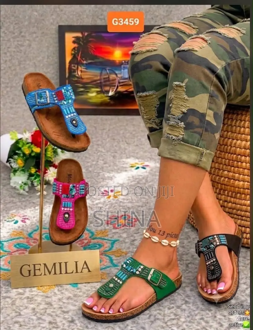 L Max Line Sparkly Double Buckle Slides / Sandals