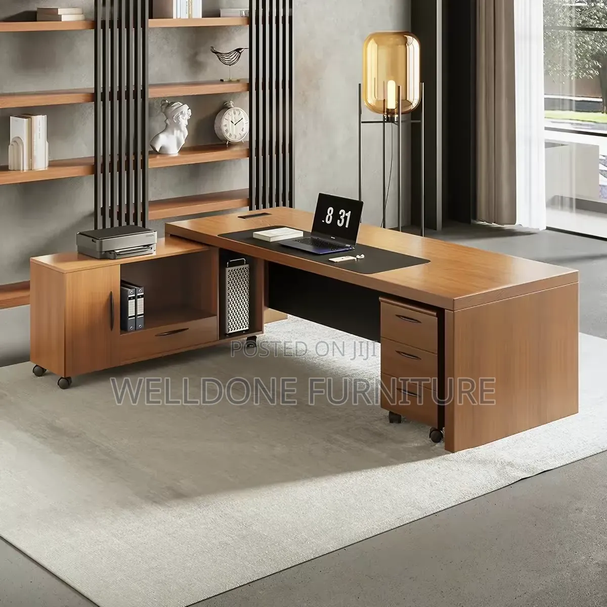 Customized Executive Table With Movable Cabinet