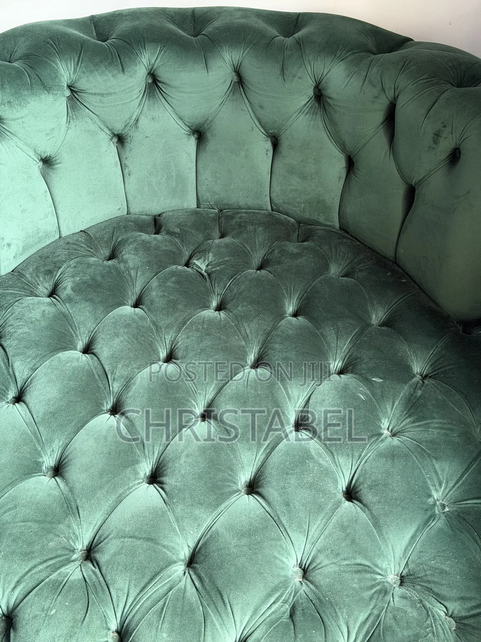 Large Tufted Velvet Barrel Couch