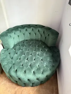 Large Tufted Velvet Barrel Couch