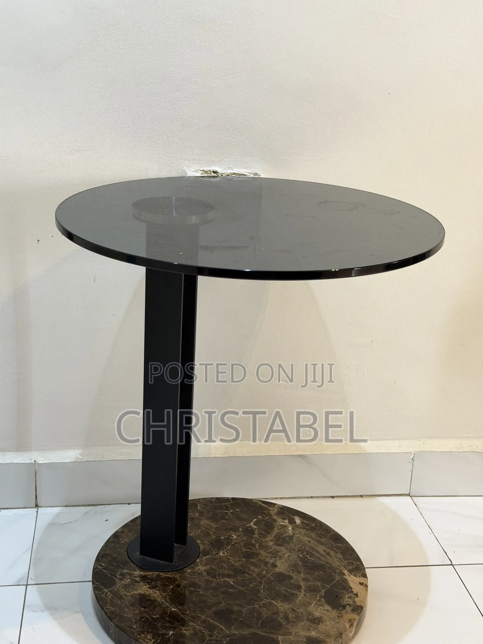 Black Marble Pedestal Table