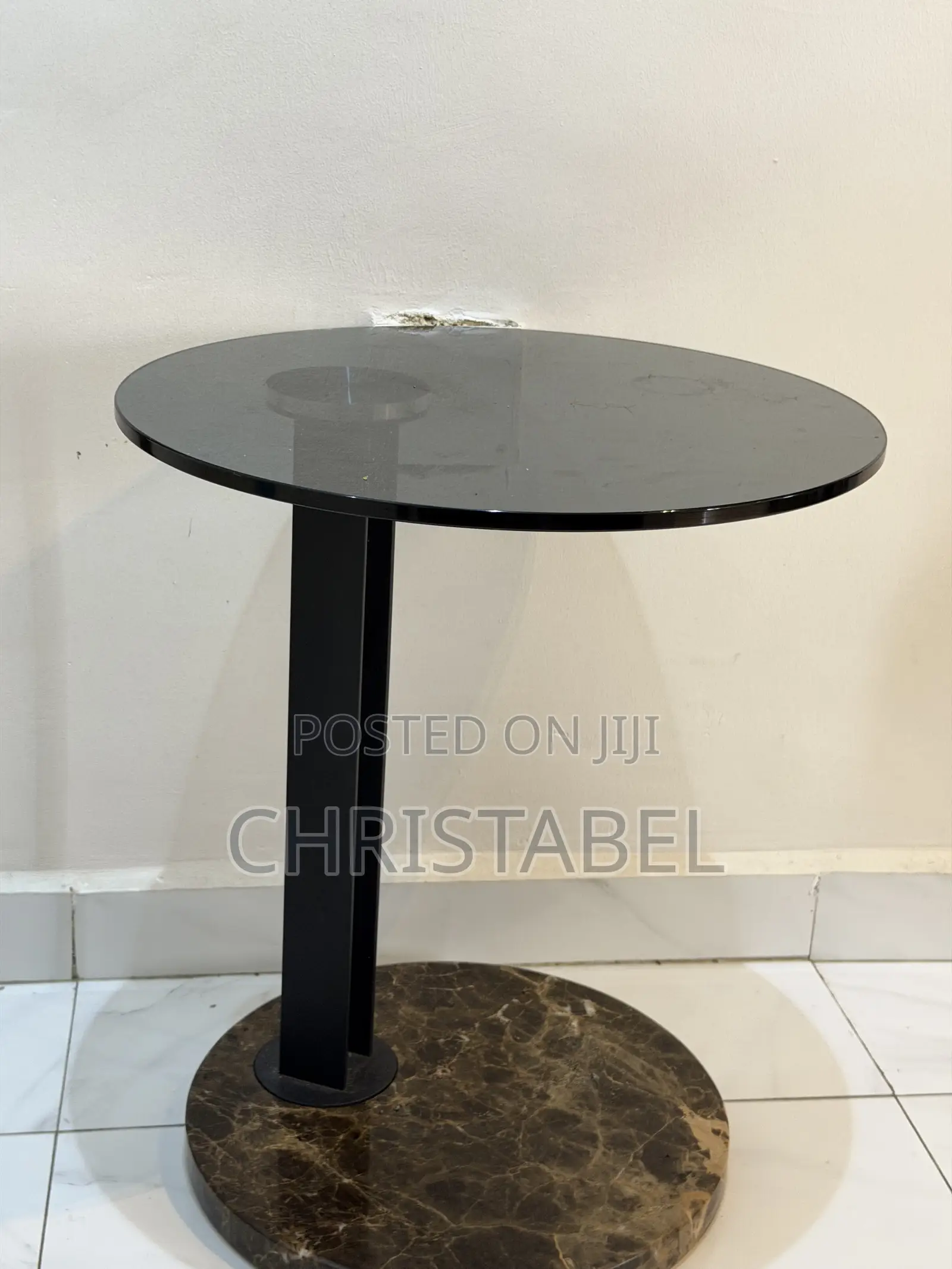 Black Marble Pedestal Table
