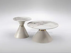Luxury Creame Coloured Round Centre Table in 1 Plus 1 Order