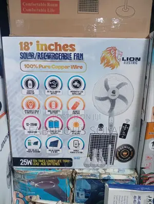 18 Inches Solar Standing Fan With 3 Rope Bulbs