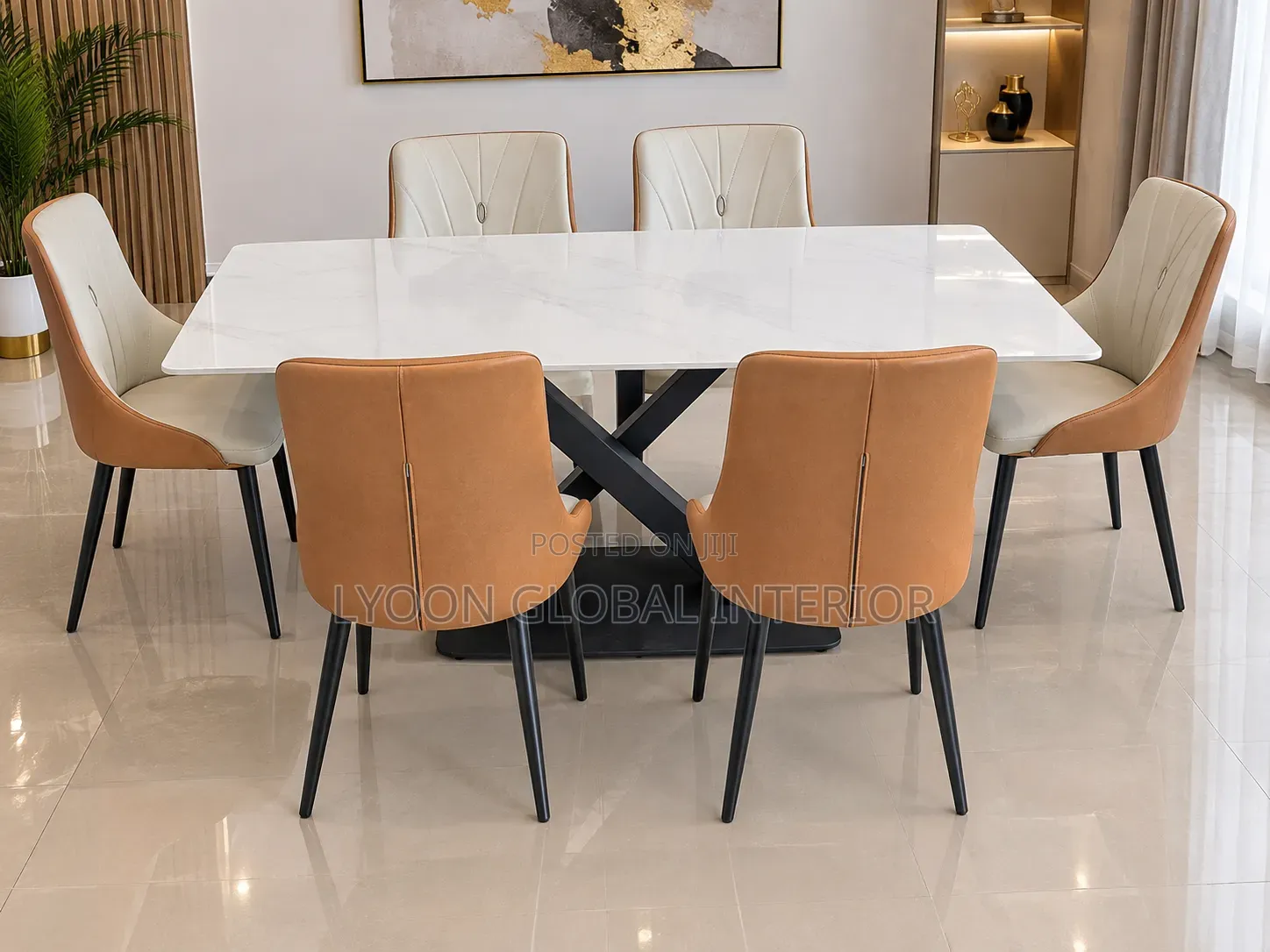 Quality X Base Dining Table Set 6seater