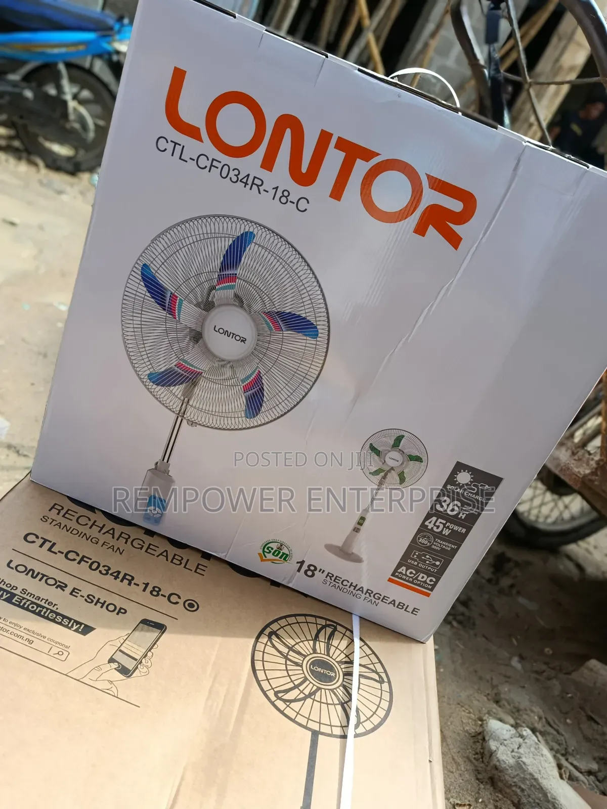 Lontor 18 Inches Rechargeable Fan