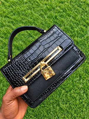 Black Crocodile Padlock Mini Handbag