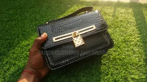 Black Crocodile Padlock Mini Handbag
