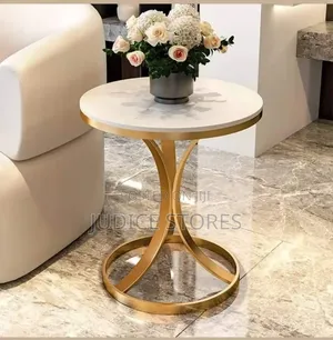 Round Coffee Stool Gold Legs and Black Lags