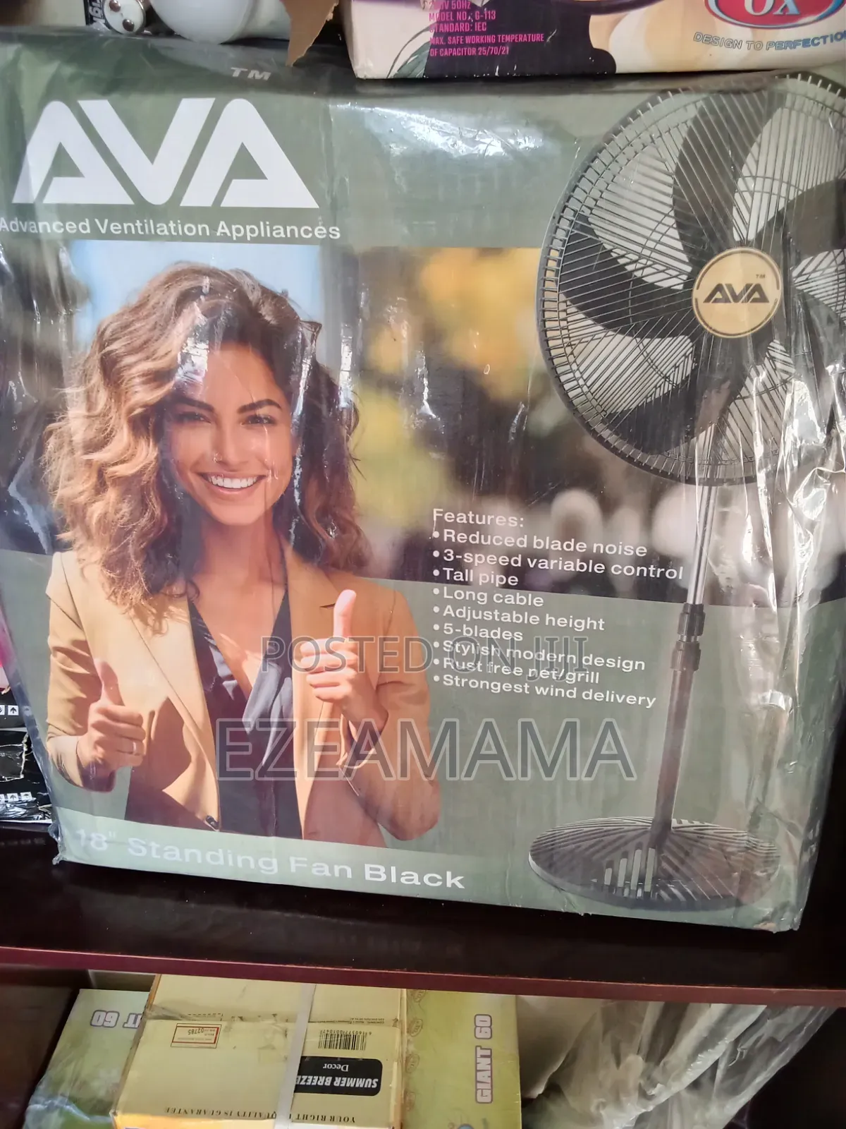 Ava 18"5_blade Adjustable Standing Fan