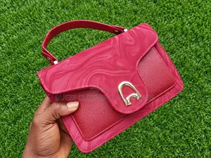 Wine Red Marble Mini Handbag With Gold Clasp - Top Handle Party Bag