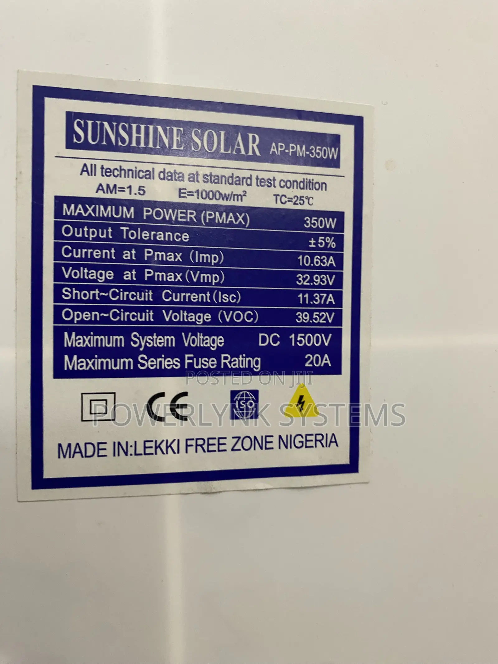Sunshine 350Watts Solar Panel