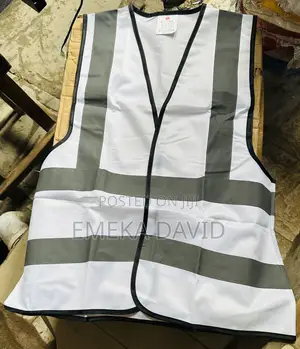 White High-Visibility Reflective Safety Vest.