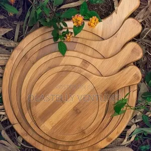 Round Wooden Food Platter, Pizza Plate H.