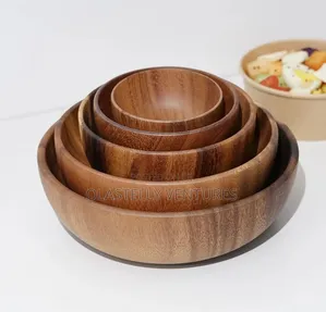 Acacia Quality Wooden Soup Bowl.
H