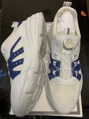 White Blue Lace-Up Sneakers