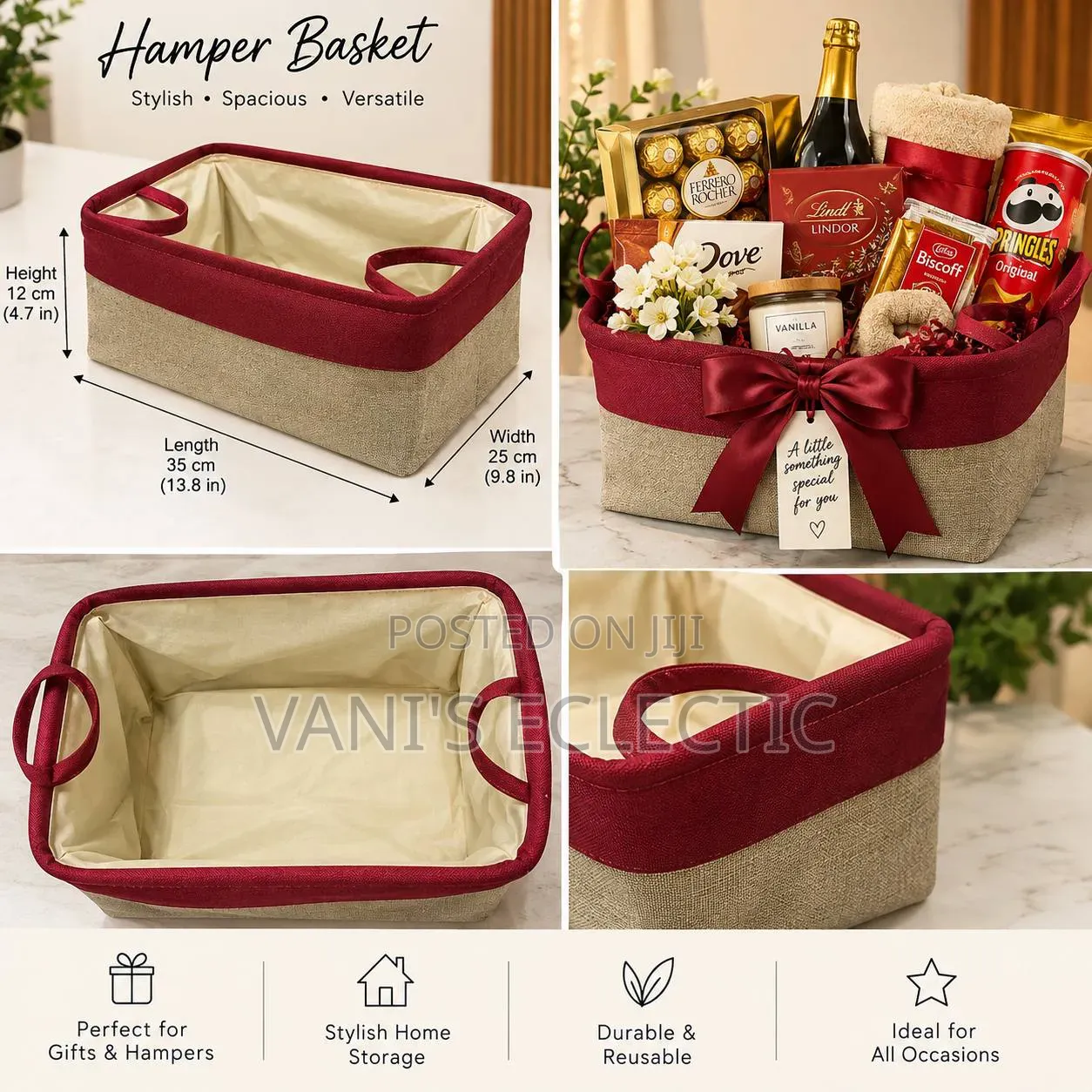 Stylish Cotton-Linen Hamper Basket / Foldable Storage Organizer Box