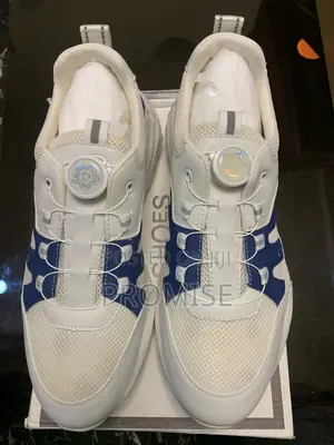 White Blue Lace-Up Sneakers