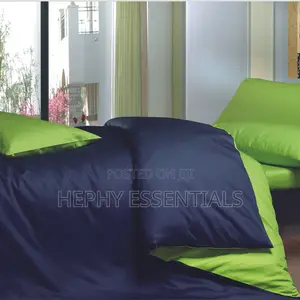 Navy Blue and Lemon Duvet Set With Bedsheet Pillowcase