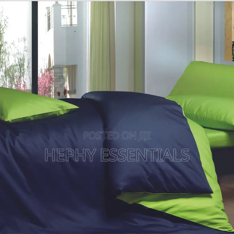 Navy Blue and Lemon Duvet Set With Bedsheet Pillowcase
