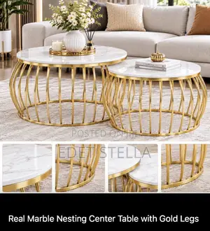 Real Marble Nesting Center Table With Black Legs With Free Delivery