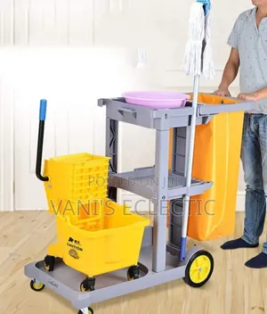 Commercial Janitorial Cleaning Trolley – Heavy Duty Housekeeping Cart