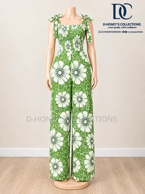 Smoked Jumpsuit With Adjustable Straps, Pockets and Linen for Allsizes