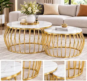 Real Marble Nesting Center Table With Black Legs