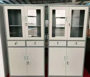 Brand New Heavy Duty Steel Office Storage Cabinet With Glass Doors