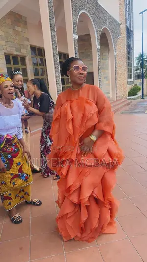 Elegant Orange Ruffle Maxi Dress Statement Occasion Wear