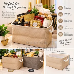 Stylish Cotton-Linen Hamper Basket / Foldable Storage Organizer Box